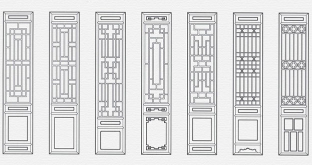 五家渠常用中式仿古花窗图案隔断设计图